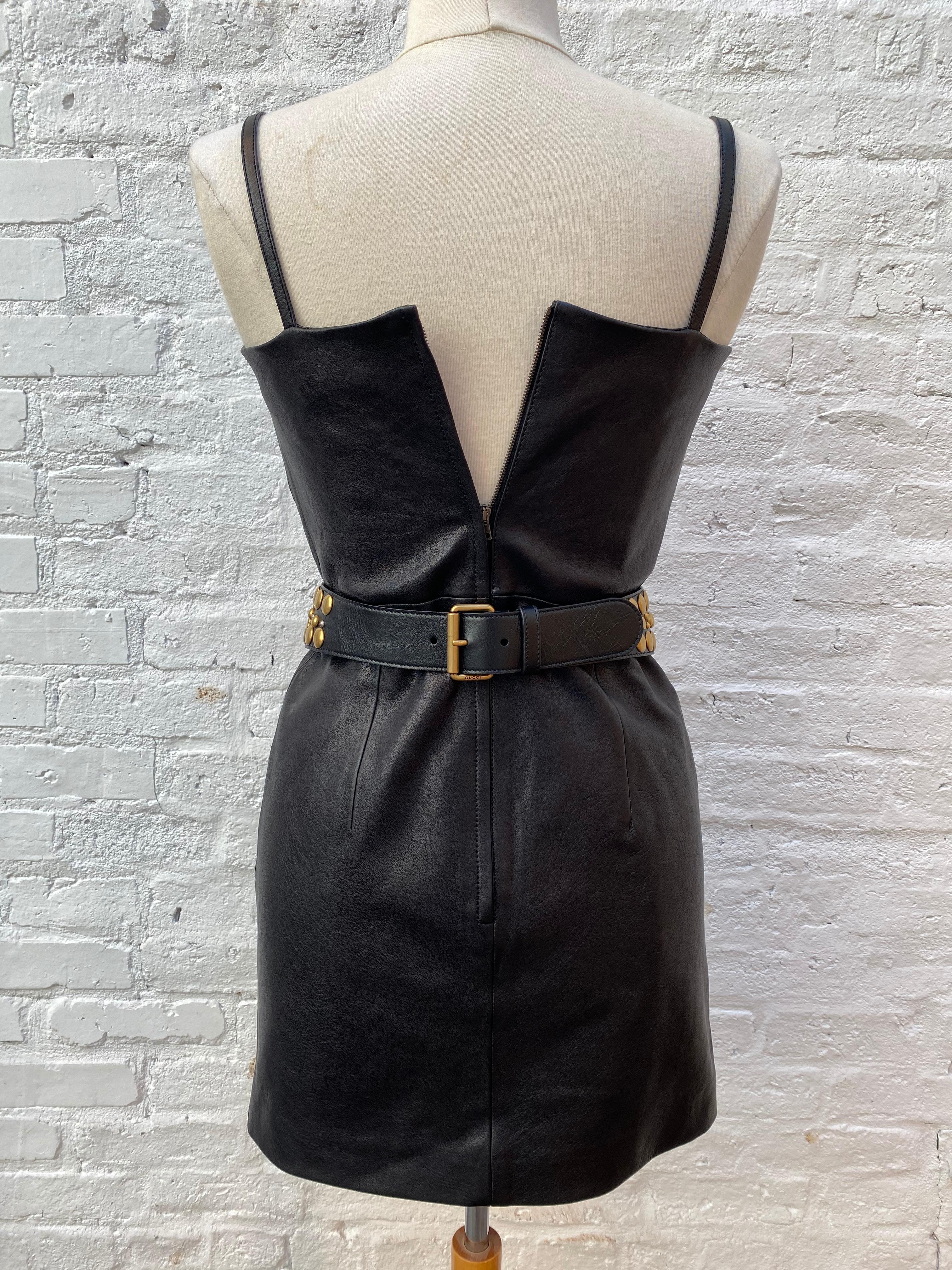 Gucci Black Leather Dress  In New Condition In Athens, GA
