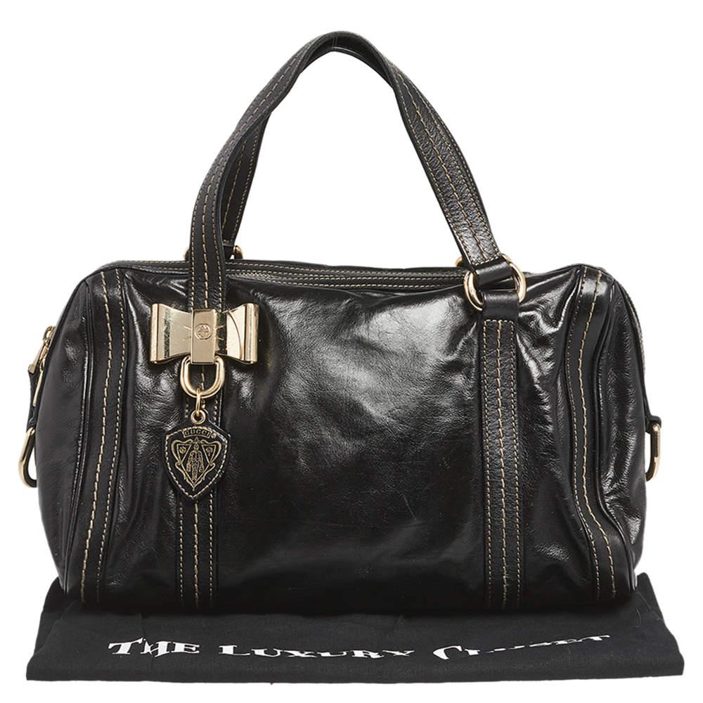 Gucci Black Leather Duchessa Boston Bag For Sale 8