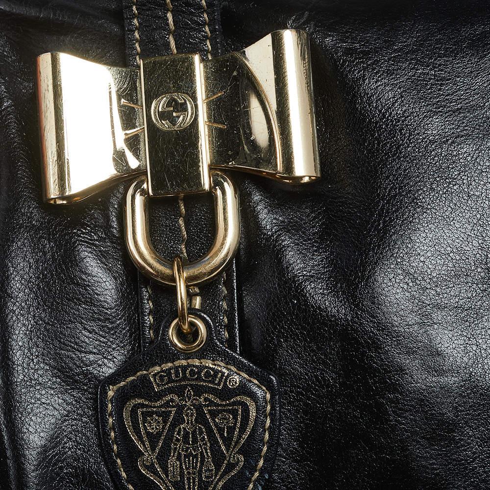 Women's Gucci Black Leather Duchessa Boston Bag For Sale