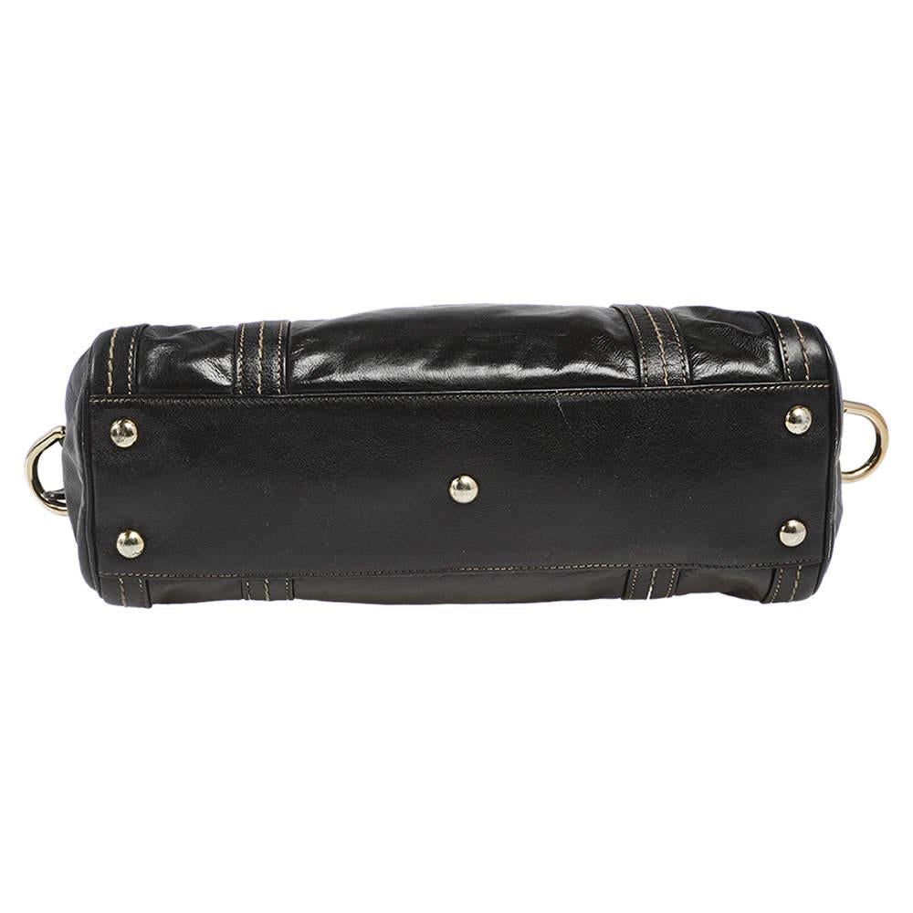 Gucci Black Leather Duchessa Boston Bag For Sale 2