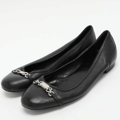 Gucci Black Leather Embellished Ballet Flats Size 36.5