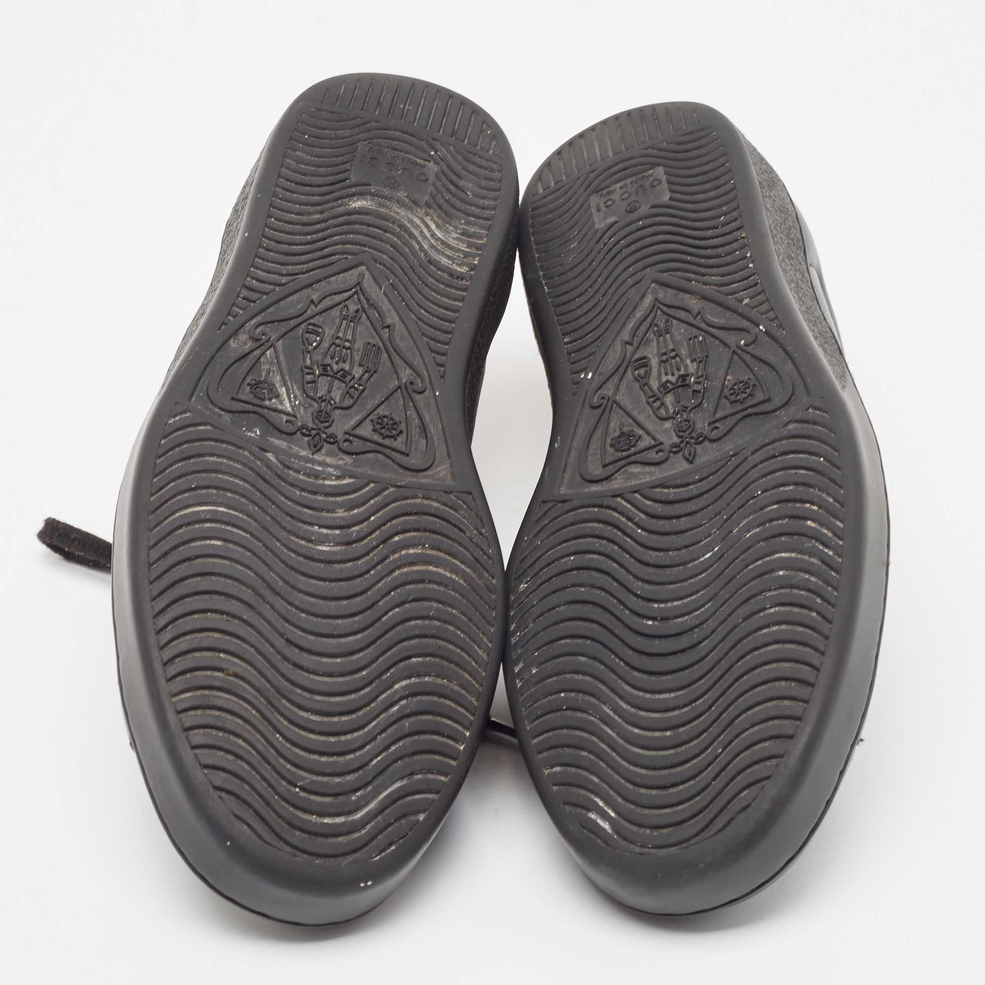 Gucci Black Leather Embroidered Bee Ace Sneakers Size 41.5 For Sale 1
