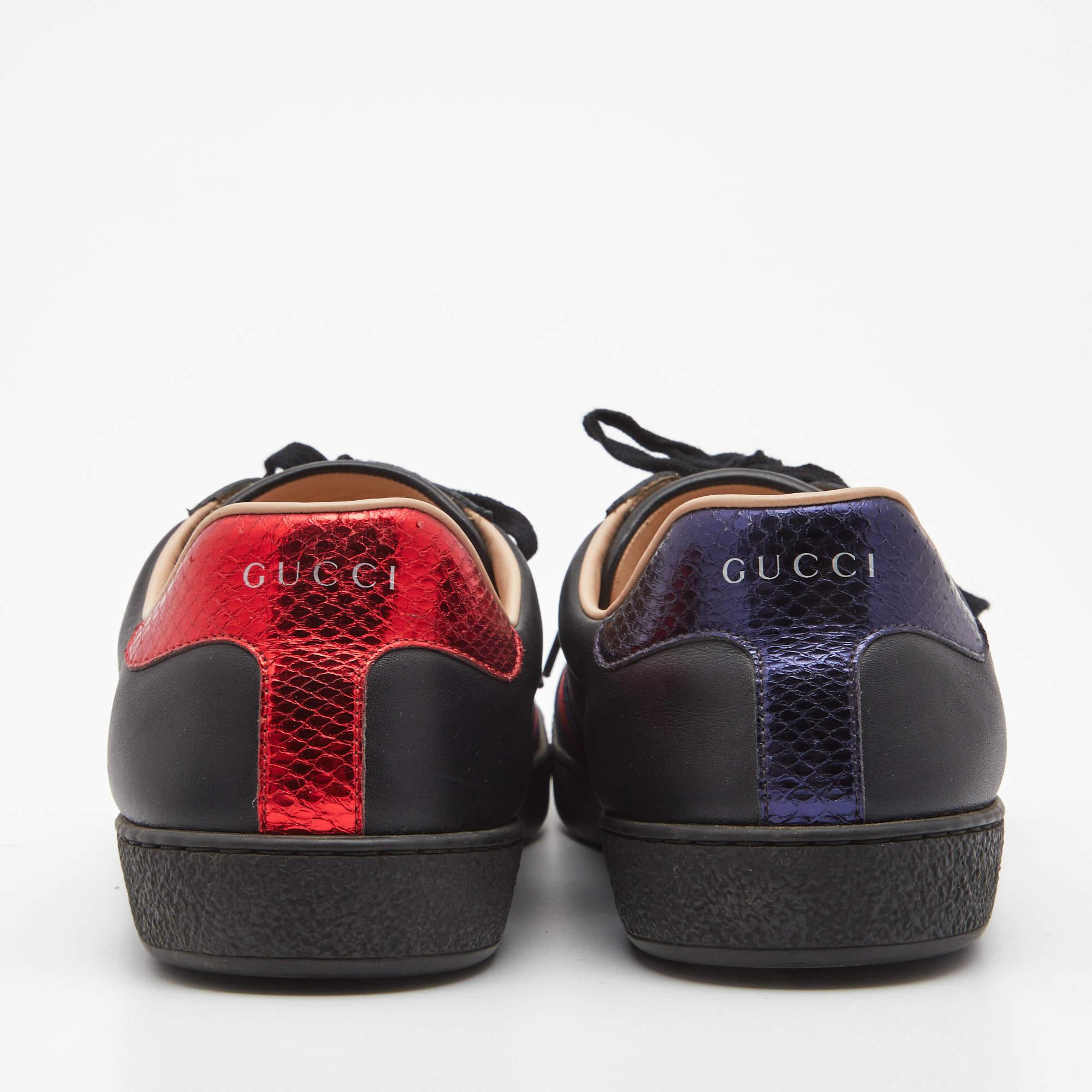 Gucci Black Leather Embroidered Bee Ace Sneakers Size 44 3