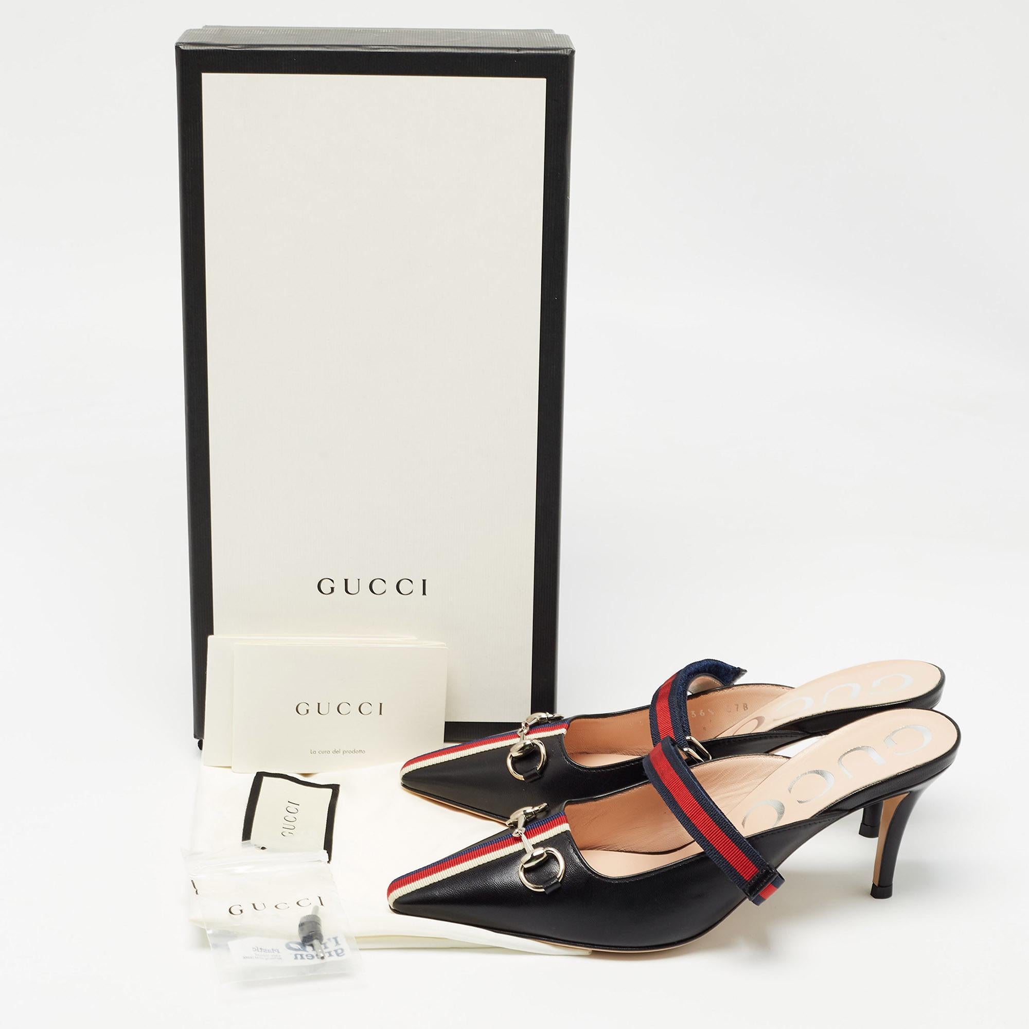 Gucci Black Leather Emma Mules Size 36.5 6