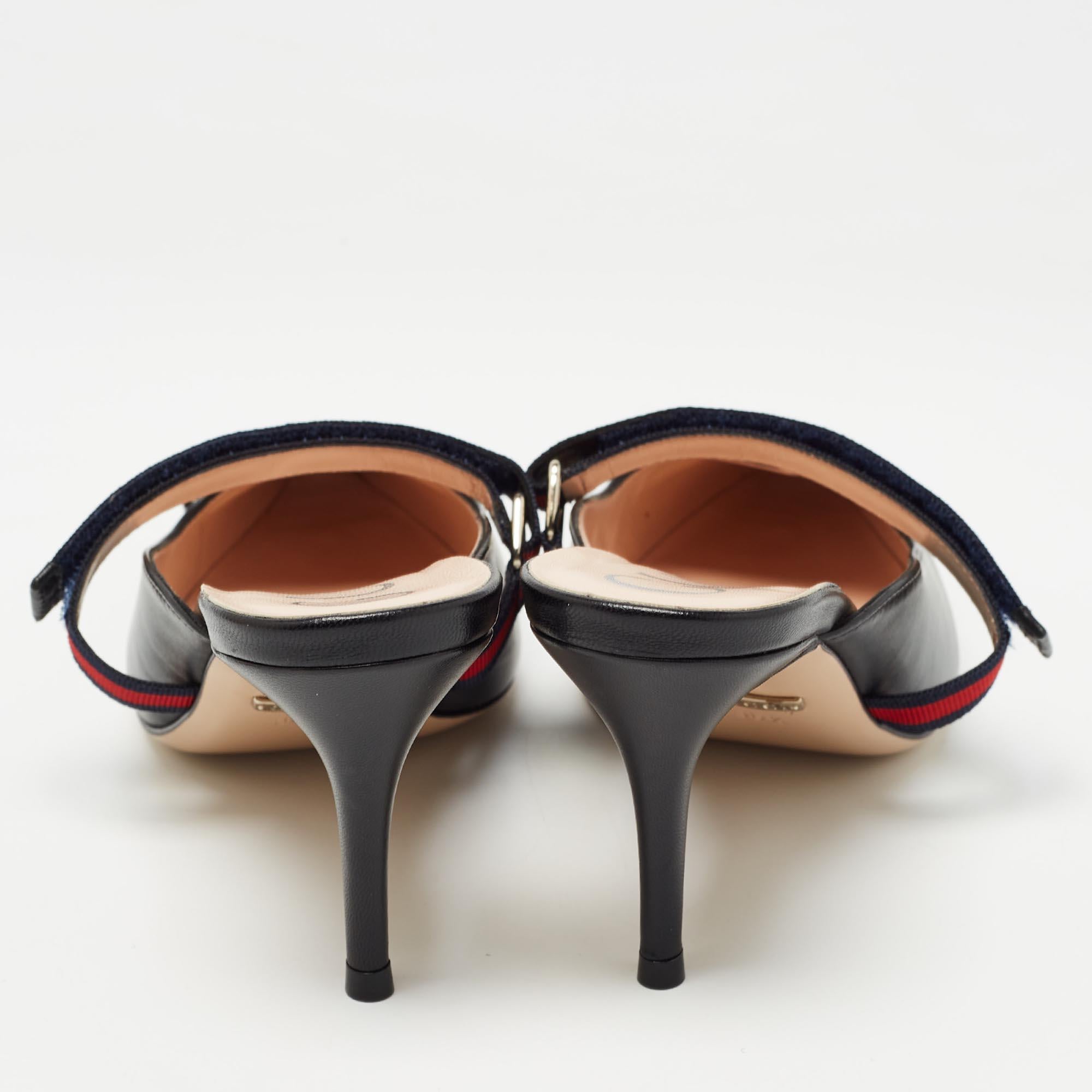 Gucci Black Leather Emma Mules Size 36.5 1
