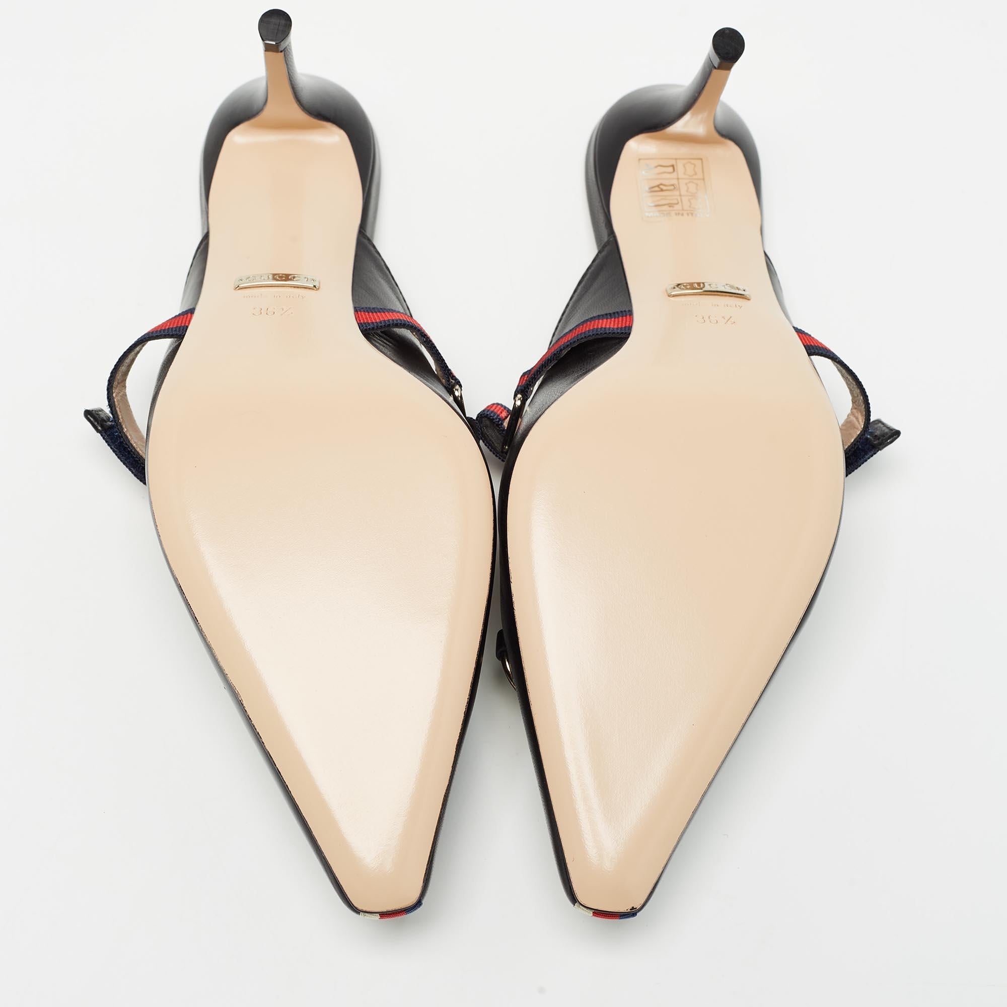 Gucci Black Leather Emma Mules Size 36.5 2