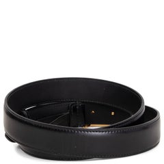 GUCCI black leather ENAMEL LOGO BUCKLE Belt 90
