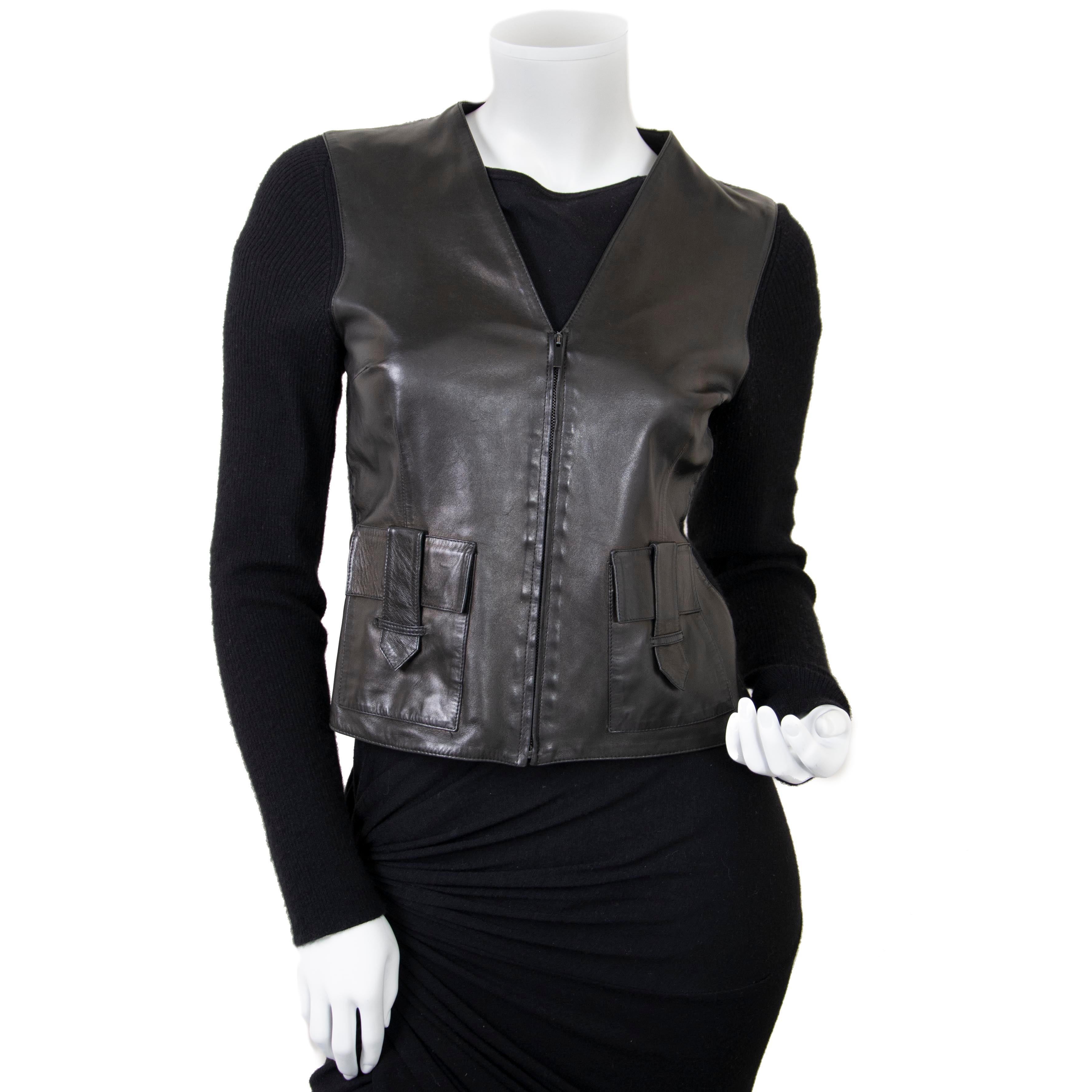 Gucci Black Leather & Fabric Shirt In Excellent Condition For Sale In Antwerp, BE