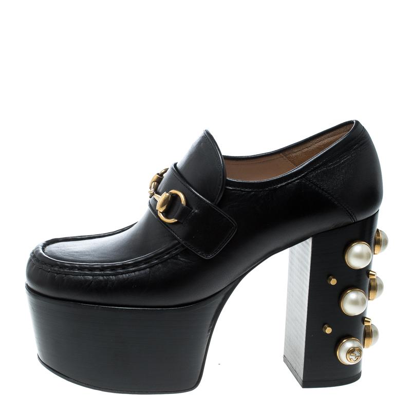 gucci platform loafers with pearls