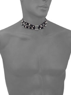 Gucci Black Leather Feline Head Choker Necklace Tiger 240255