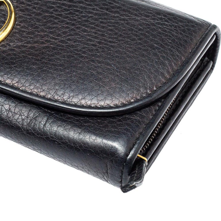 Gucci Black Leather Flap 1973 Continental Wallet For Sale at 1stDibs