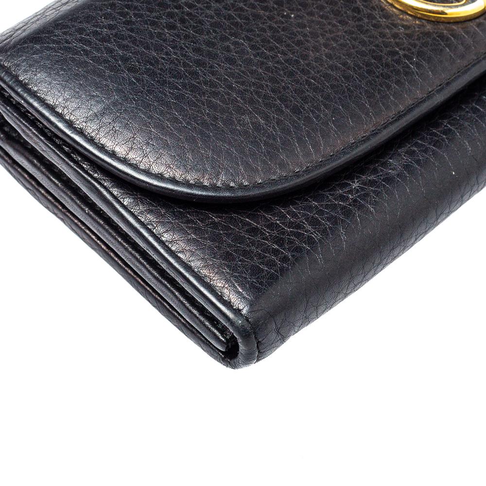 Gucci Black Leather Flap 1973 Continental Wallet 1