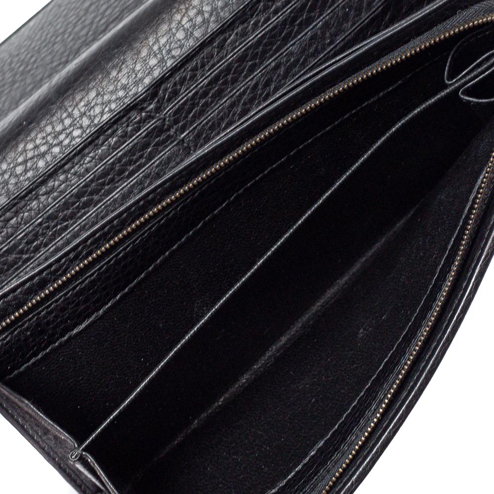 Gucci Black Leather Flap 1973 Continental Wallet 2