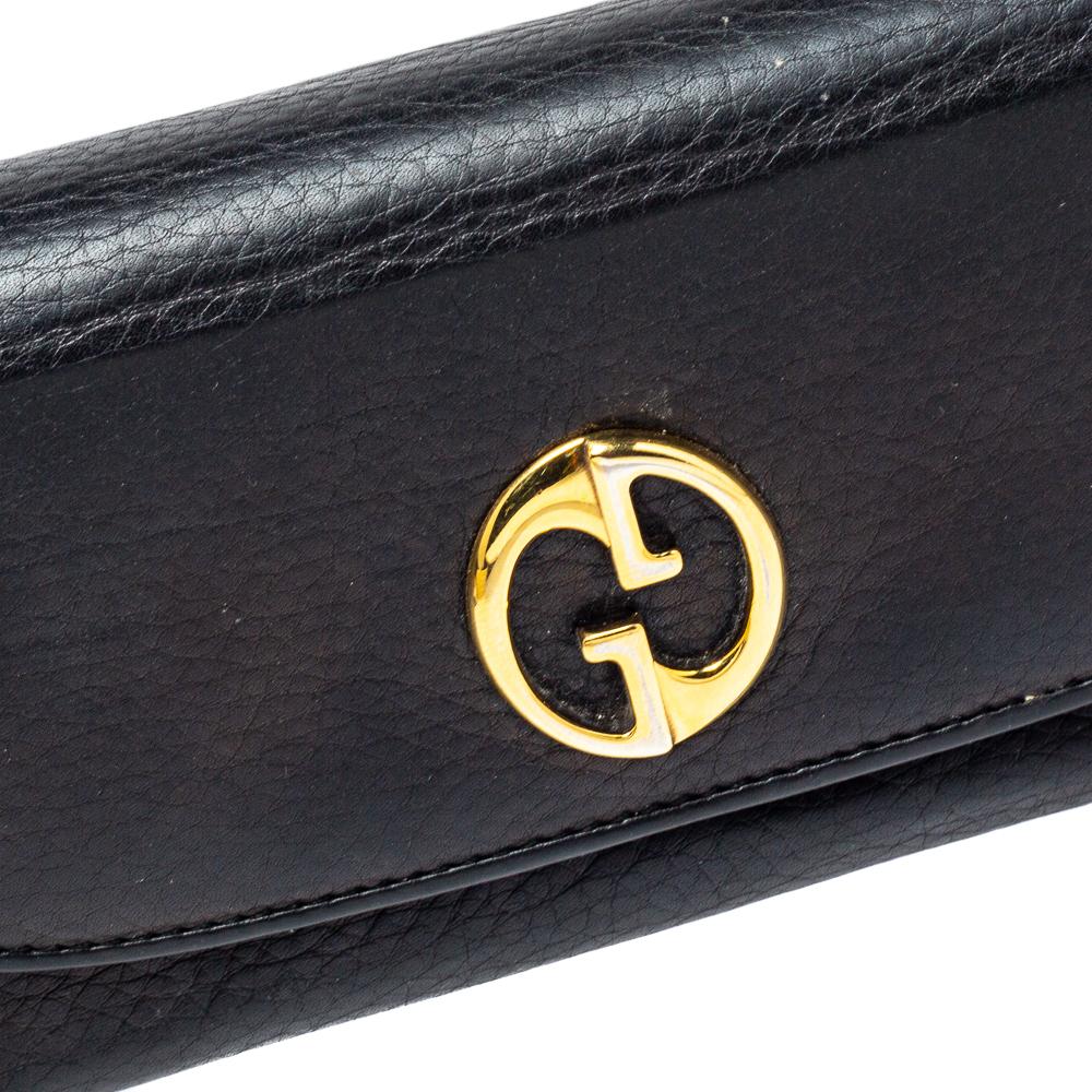Gucci Black Leather Flap 1973 Continental Wallet 3
