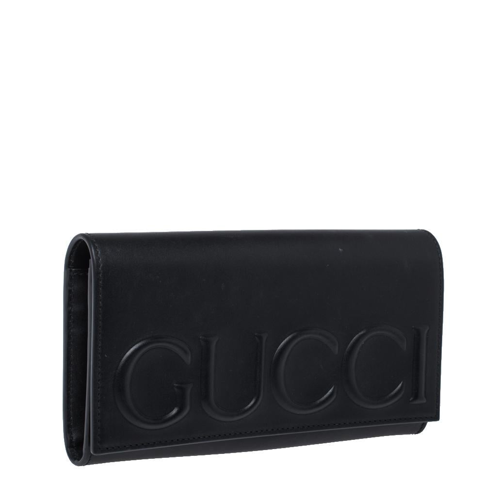 Gucci Black Leather Flap Continental Wallet In Good Condition In Dubai, Al Qouz 2