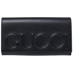 Gucci Black Leather Flap Continental Wallet