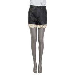 GUCCI black leather FLORAL TRIM Shorts Pants 42 M