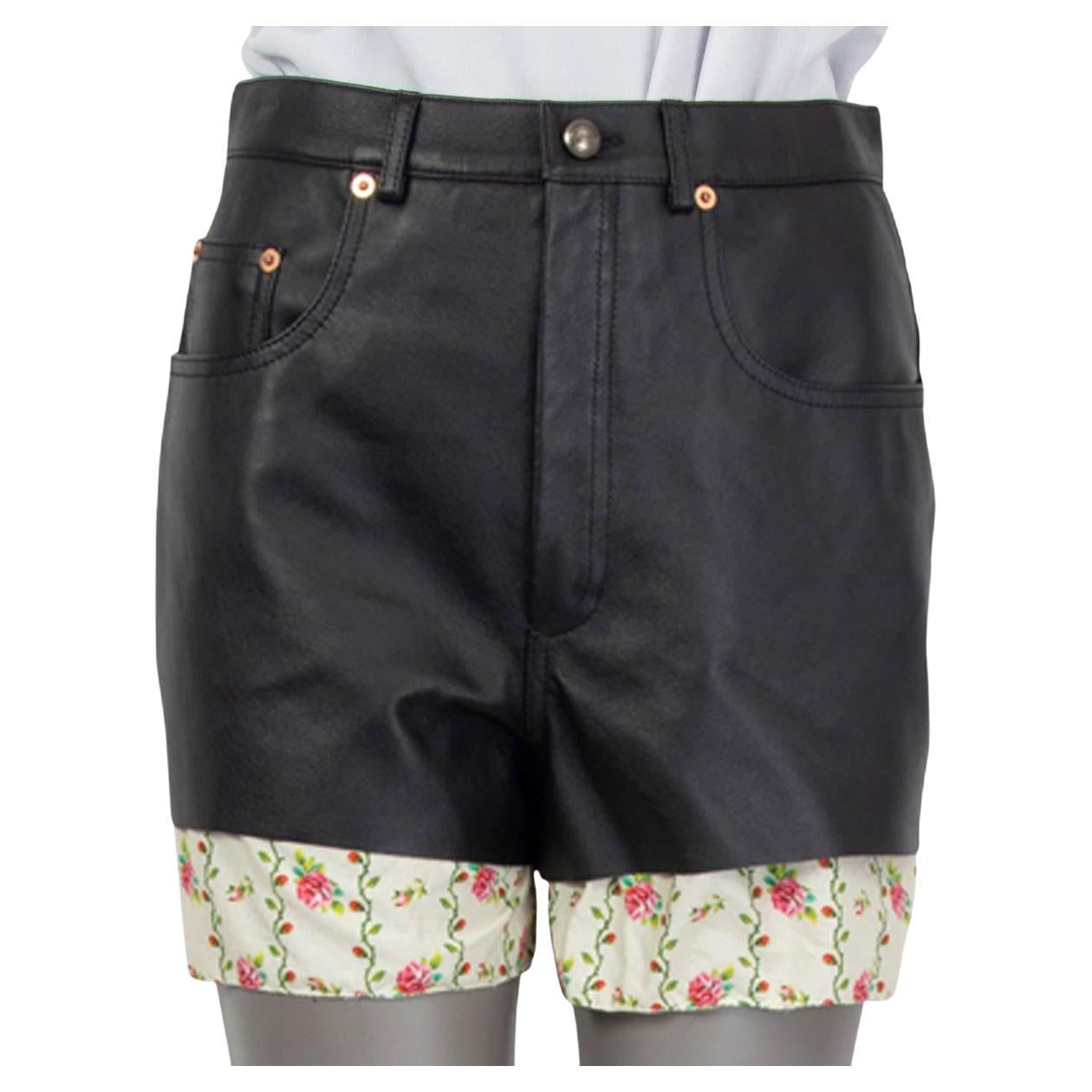 GUCCI pantaloni corti in pelle nera con bordo floreale 42 M in vendita su 1stDibs pantaloni corti gucci pantaloni gucci corti pantaloni corti gucci uomo