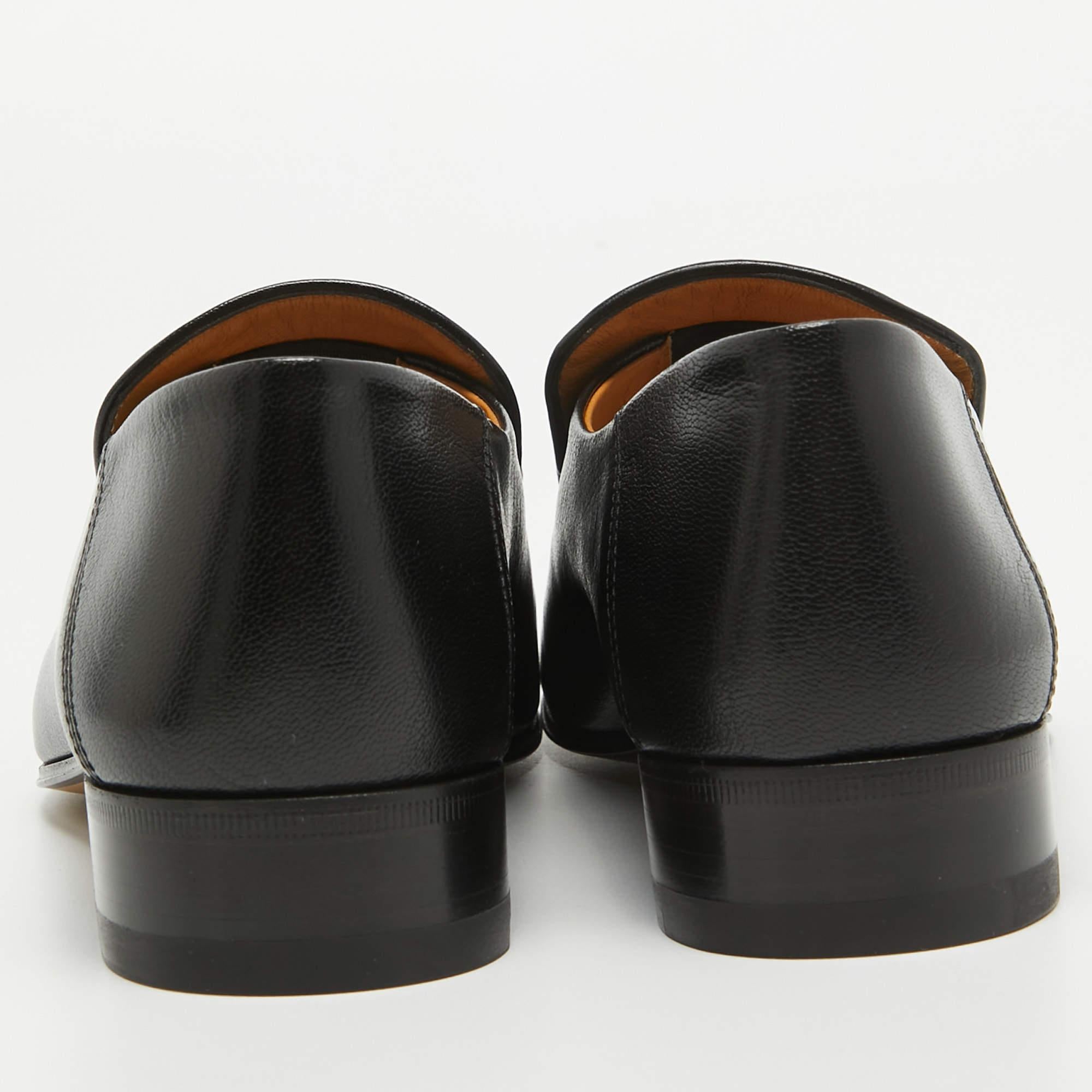Gucci Black Leather Foldable Horsebit Loafers Size 38.5 In Excellent Condition In Dubai, Al Qouz 2