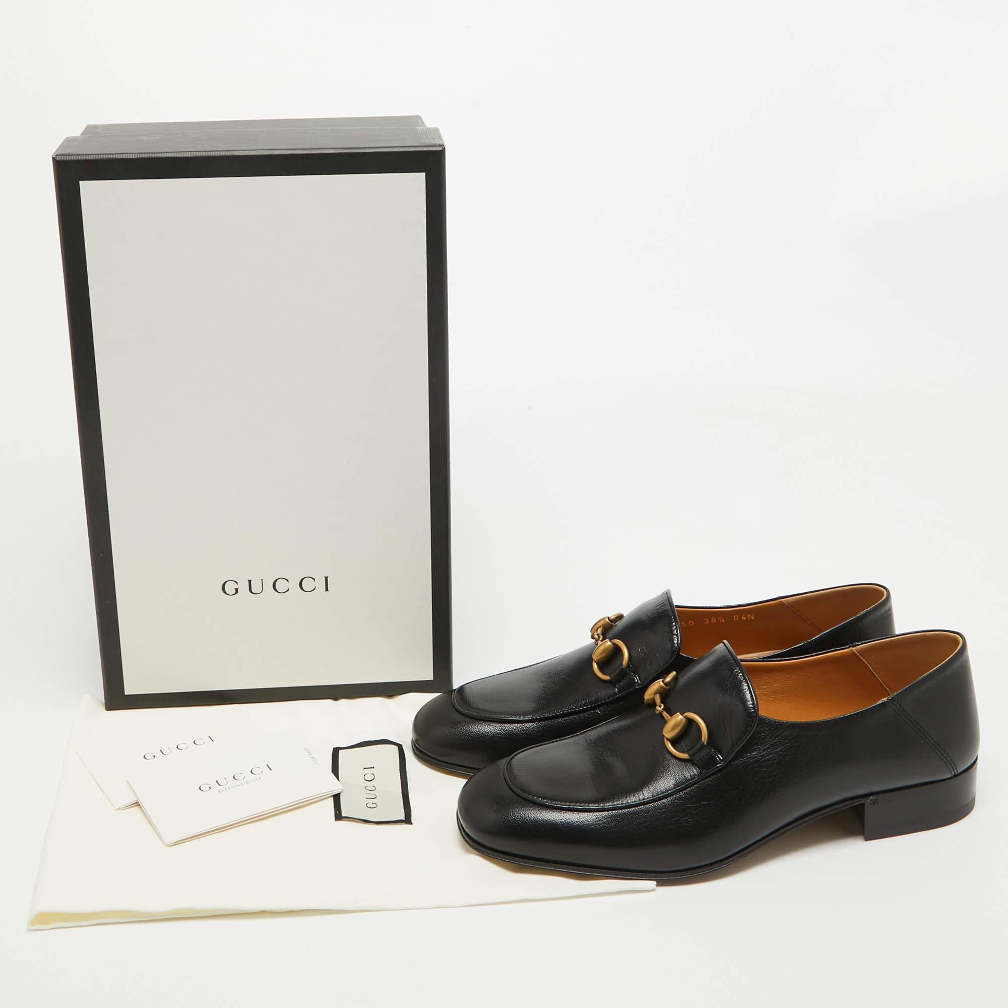 Gucci Black Leather Foldable Horsebit Loafers Size 38.5 4