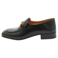 Gucci Black Leather Foldable Horsebit Loafers Size 38.5