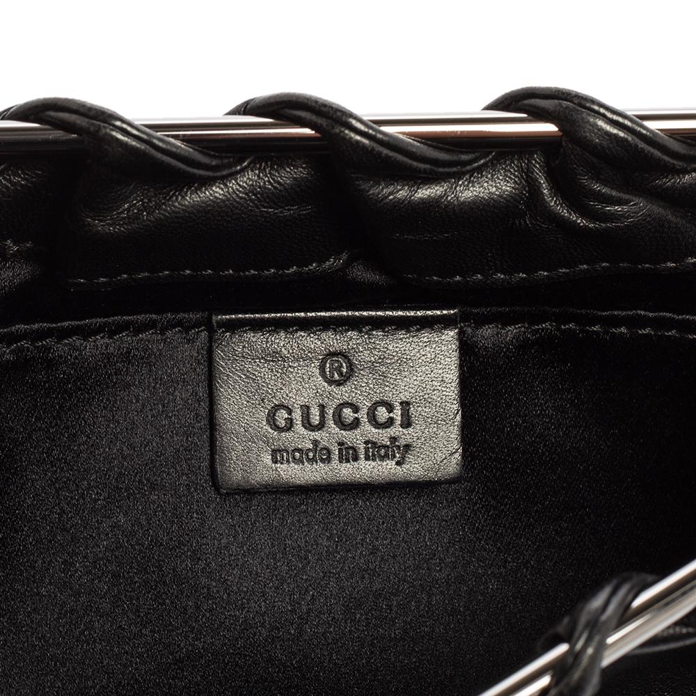 Gucci Black Leather Frame Clutch 1