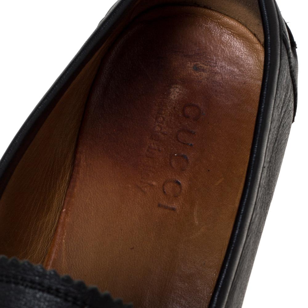 Men's Gucci Black Leather Frederik Web Loafers Size 41