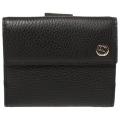 Gucci Black Leather French Flap Wallet