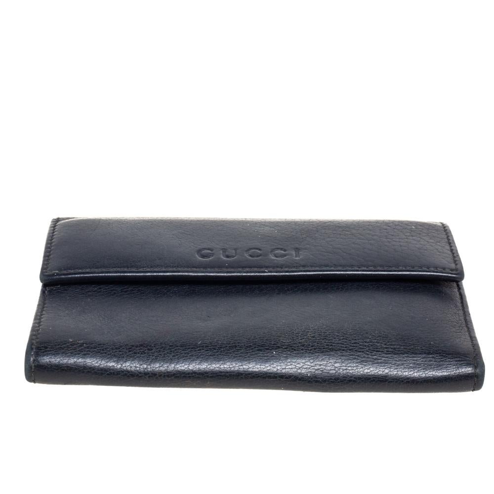 Women's Gucci Black Leather French Trifold Wallet For Sale