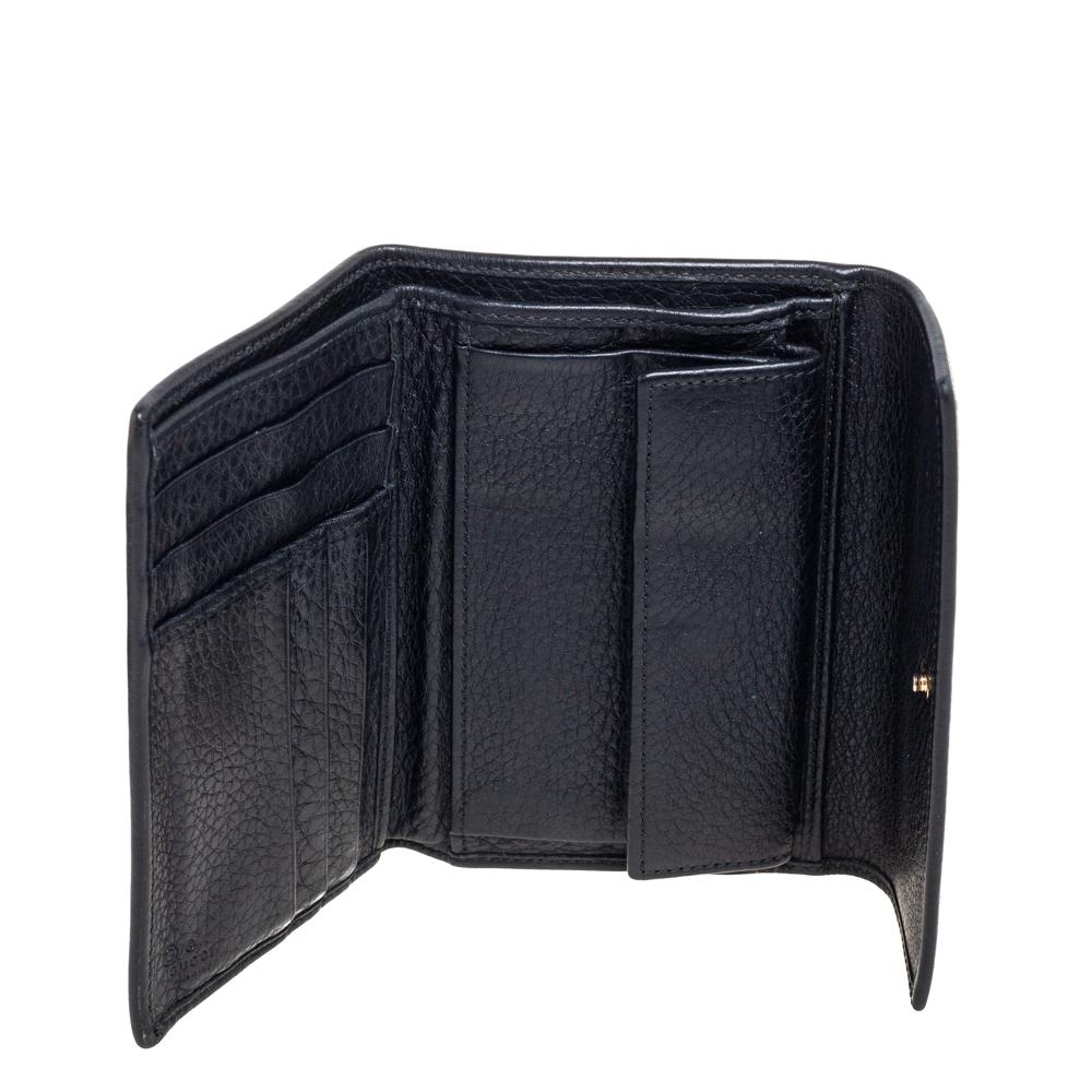Gucci Black Leather French Trifold Wallet For Sale 1