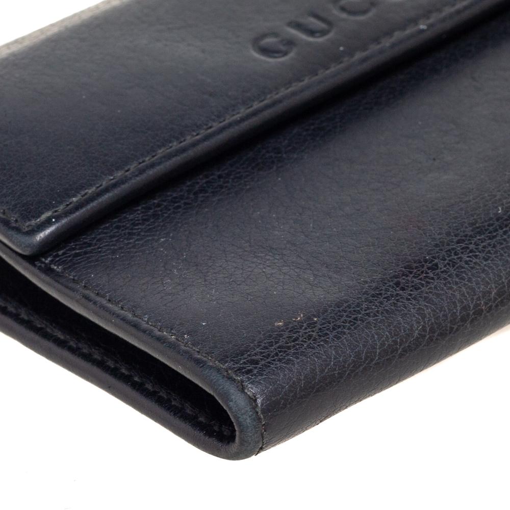 Gucci Black Leather French Trifold Wallet For Sale 3