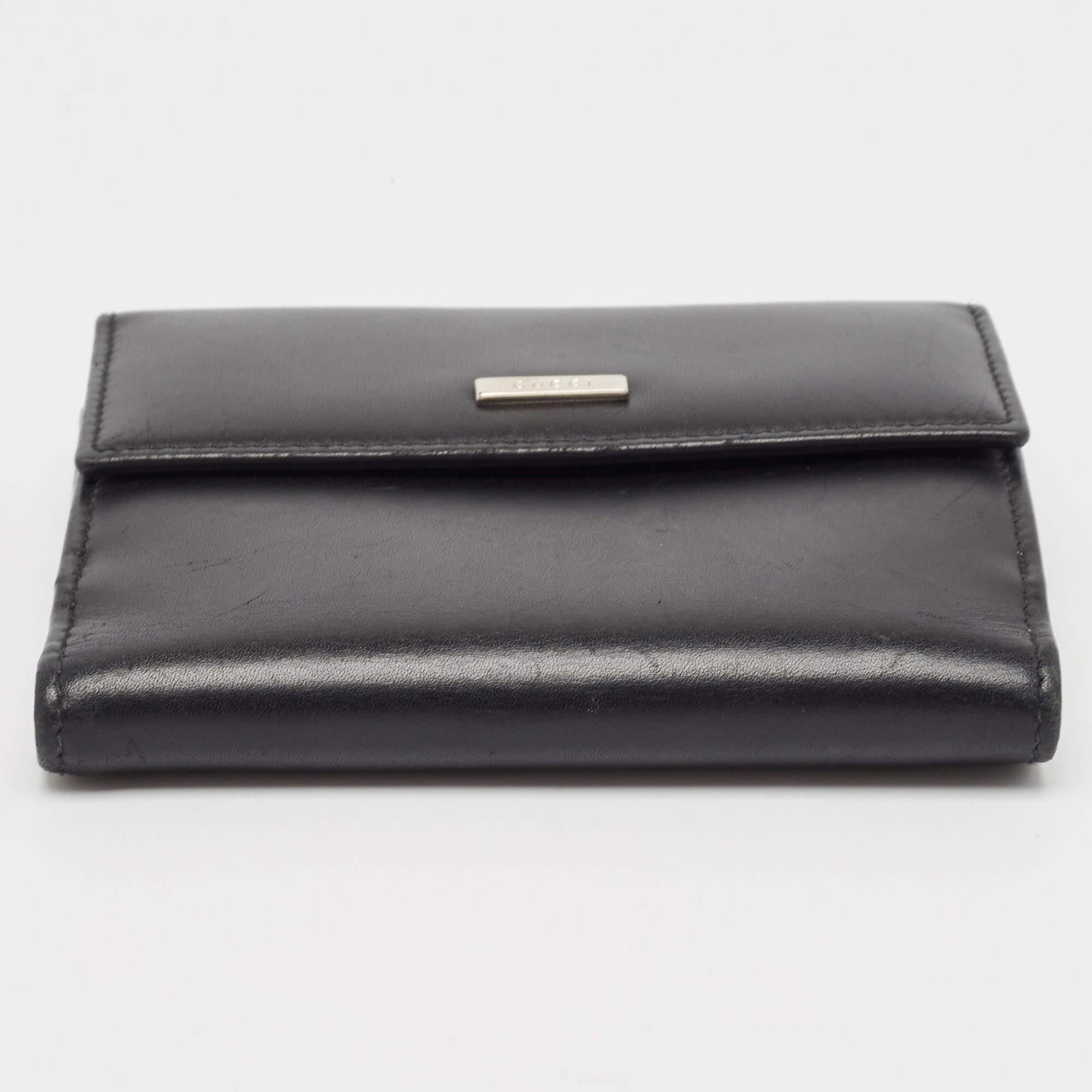 Gucci Black Leather French Wallet For Sale 4