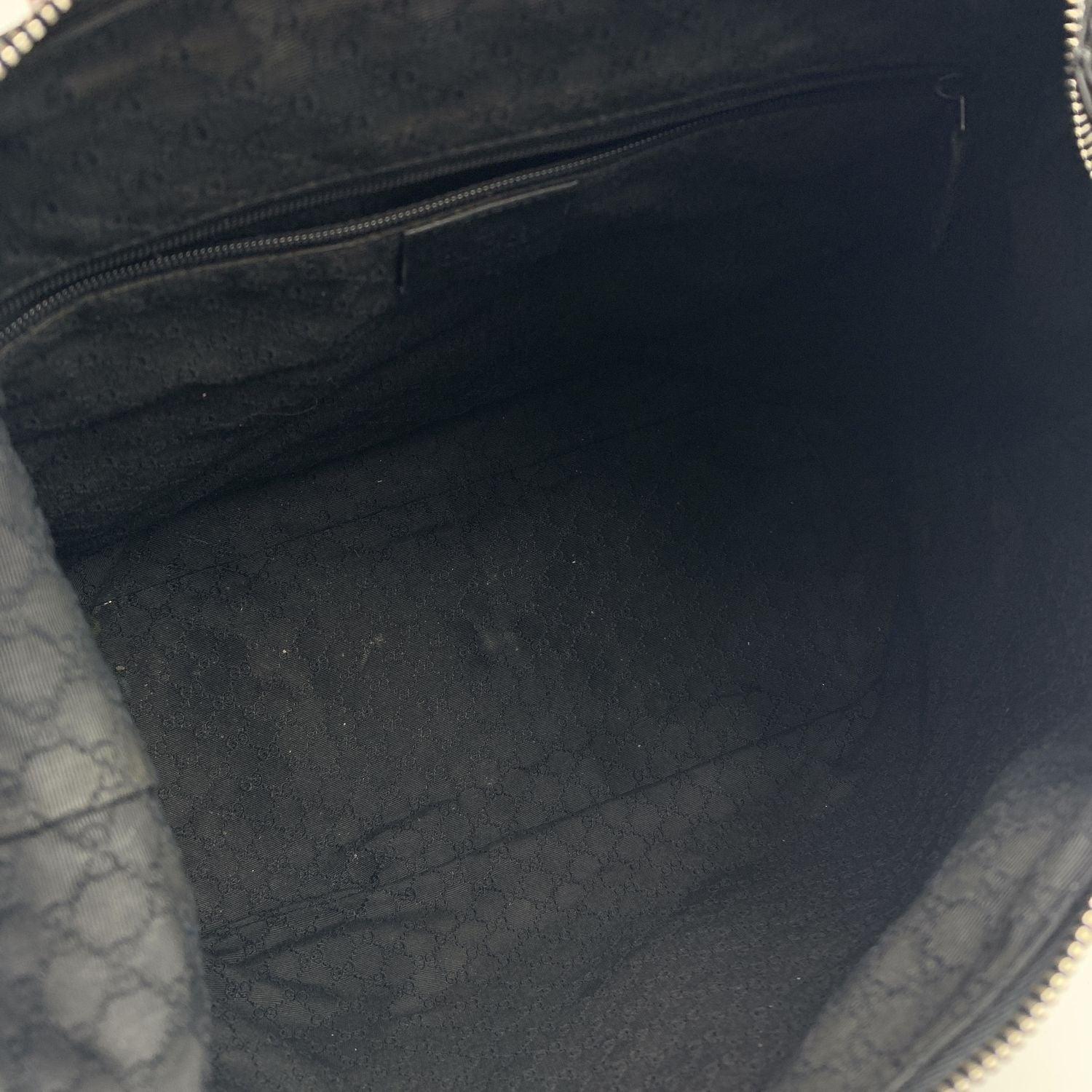 Gucci Black Leather Front Zip Pocket Tote Shoulder Bag For Sale 1