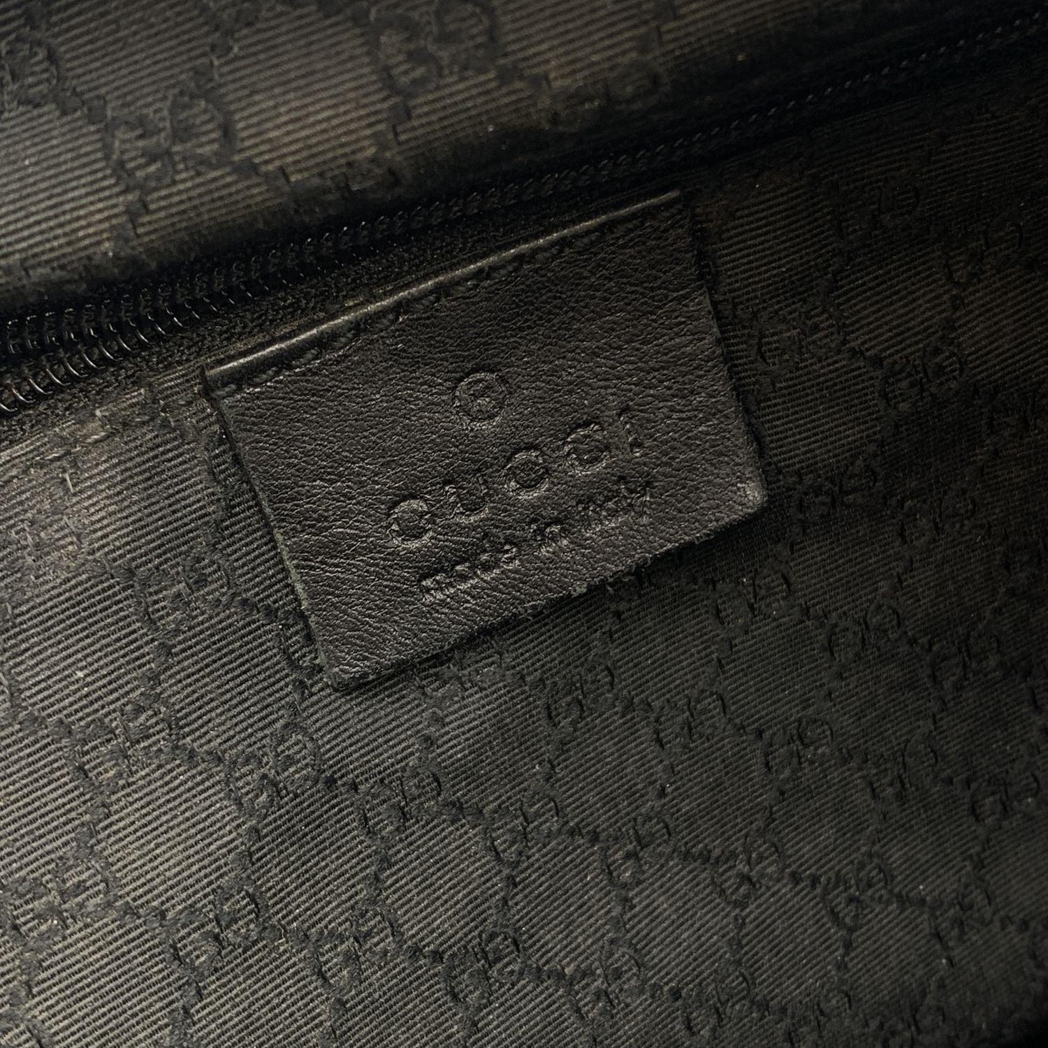 Gucci Black Leather Front Zip Pocket Tote Shoulder Bag For Sale 2
