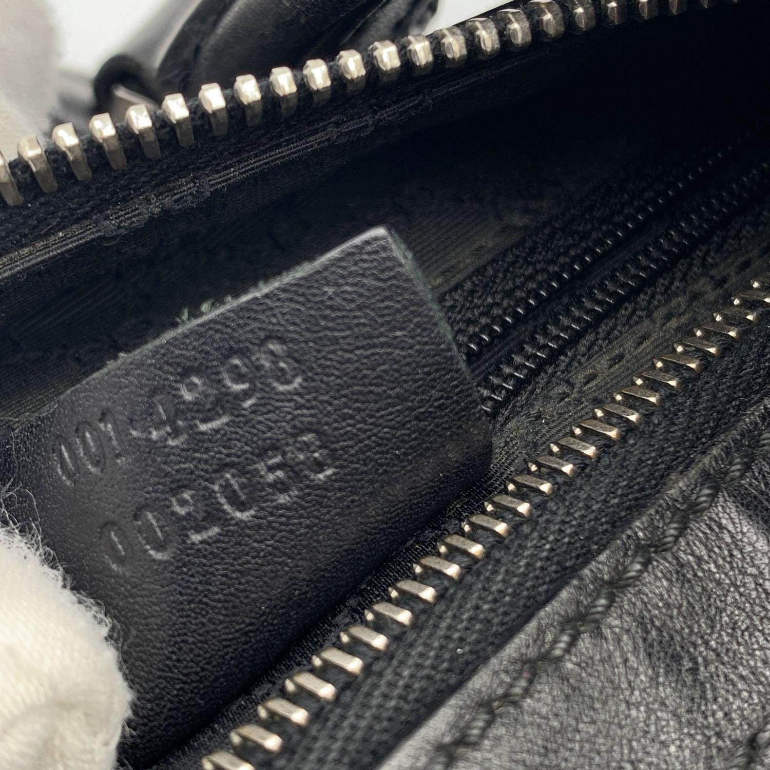 Gucci Black Leather Front Zip Pocket Tote Shoulder Bag For Sale 3