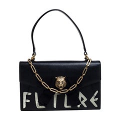 Gucci Black Leather Future Bow Top Handle Bag