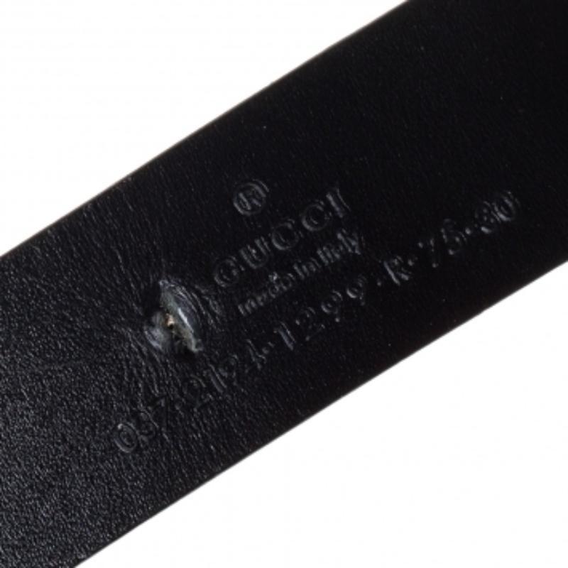 Women's Gucci Black Leather G Buckle Belt 75CM For Sale