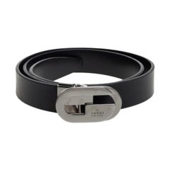 Gucci Black Leather G Buckle Belt 75CM