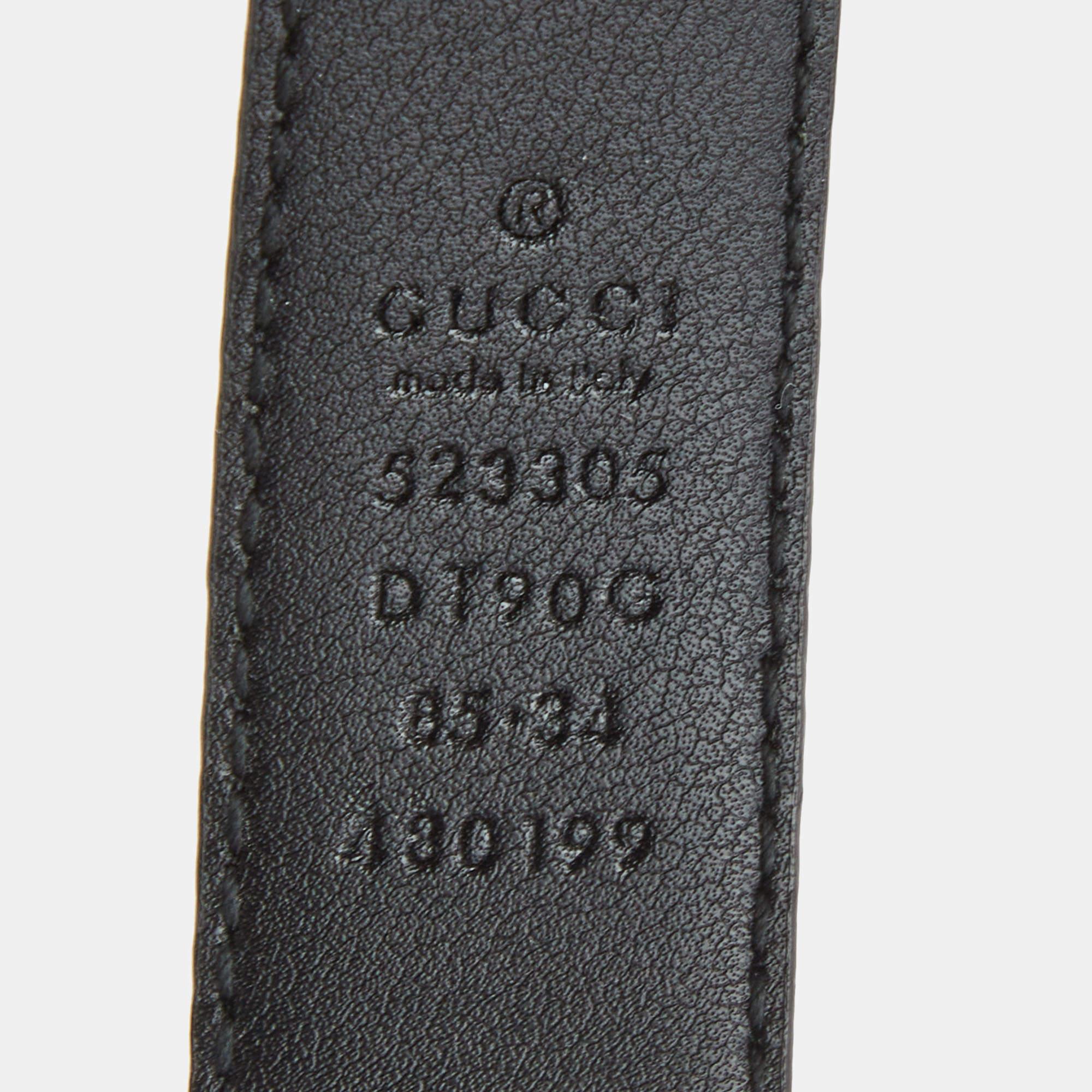 Men's Gucci Black Leather G Buckle Belt 85 CM