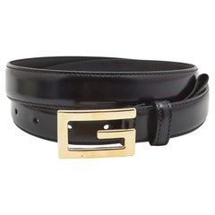 Gucci Black Leather G Buckle Belt 85 CM
