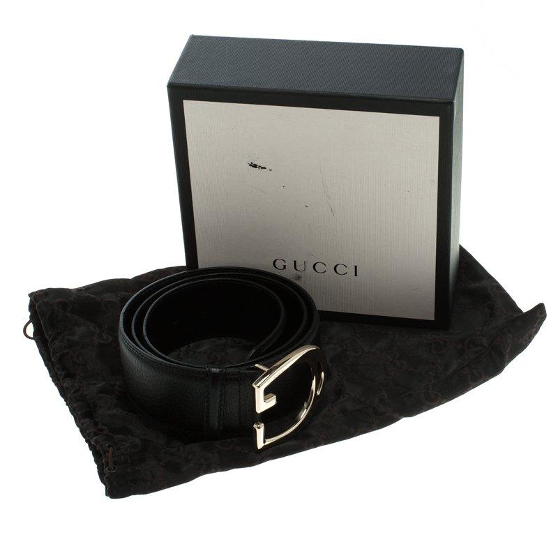 Gucci Black Leather G Buckle Belt 95 CM 2