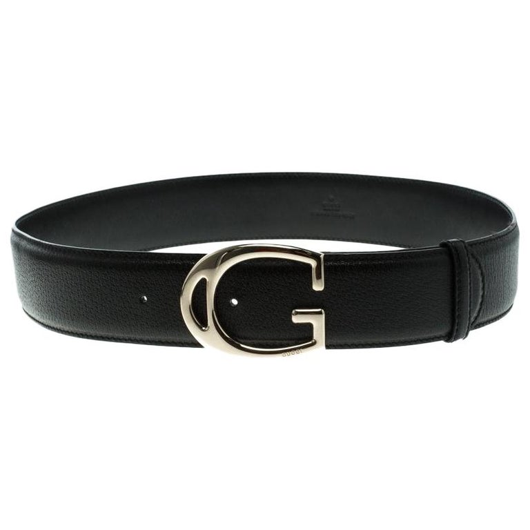 Gucci Black Leather G Buckle Belt 95 CM For Sale at 1stdibs