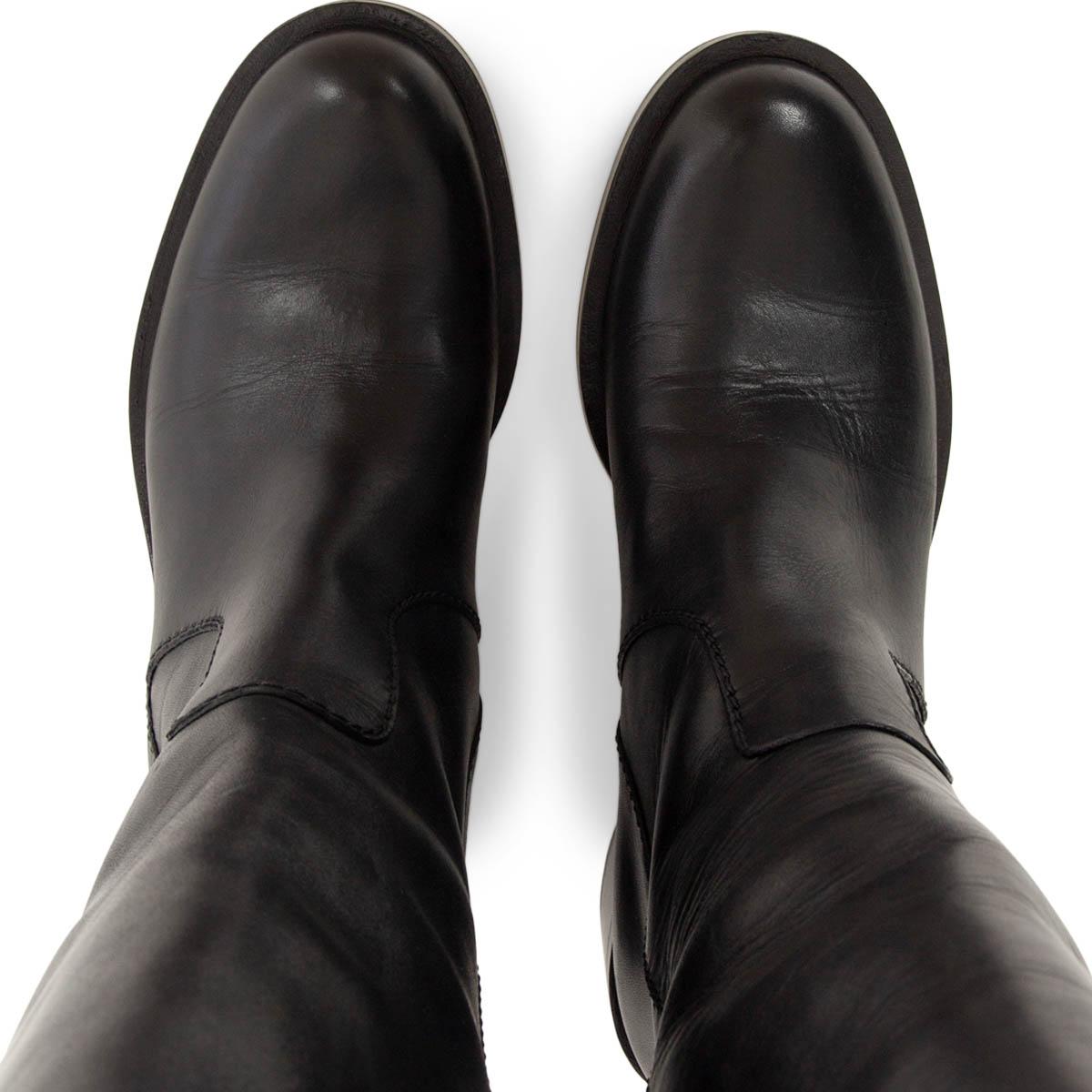 GUCCI black leather GG BUCKLE RIDING Boots Shoes 36.5 In Excellent Condition In Zürich, CH