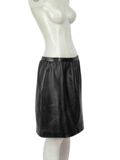 Gucci Black Leather GG Button Mini Skirt Size XL