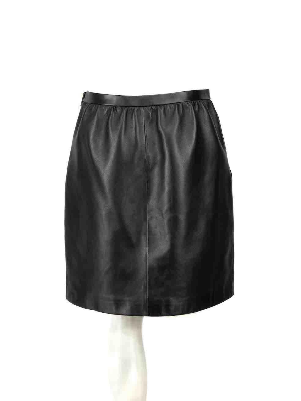 Gucci Black Leather GG Button Mini Skirt Size XL In Excellent Condition In London, GB