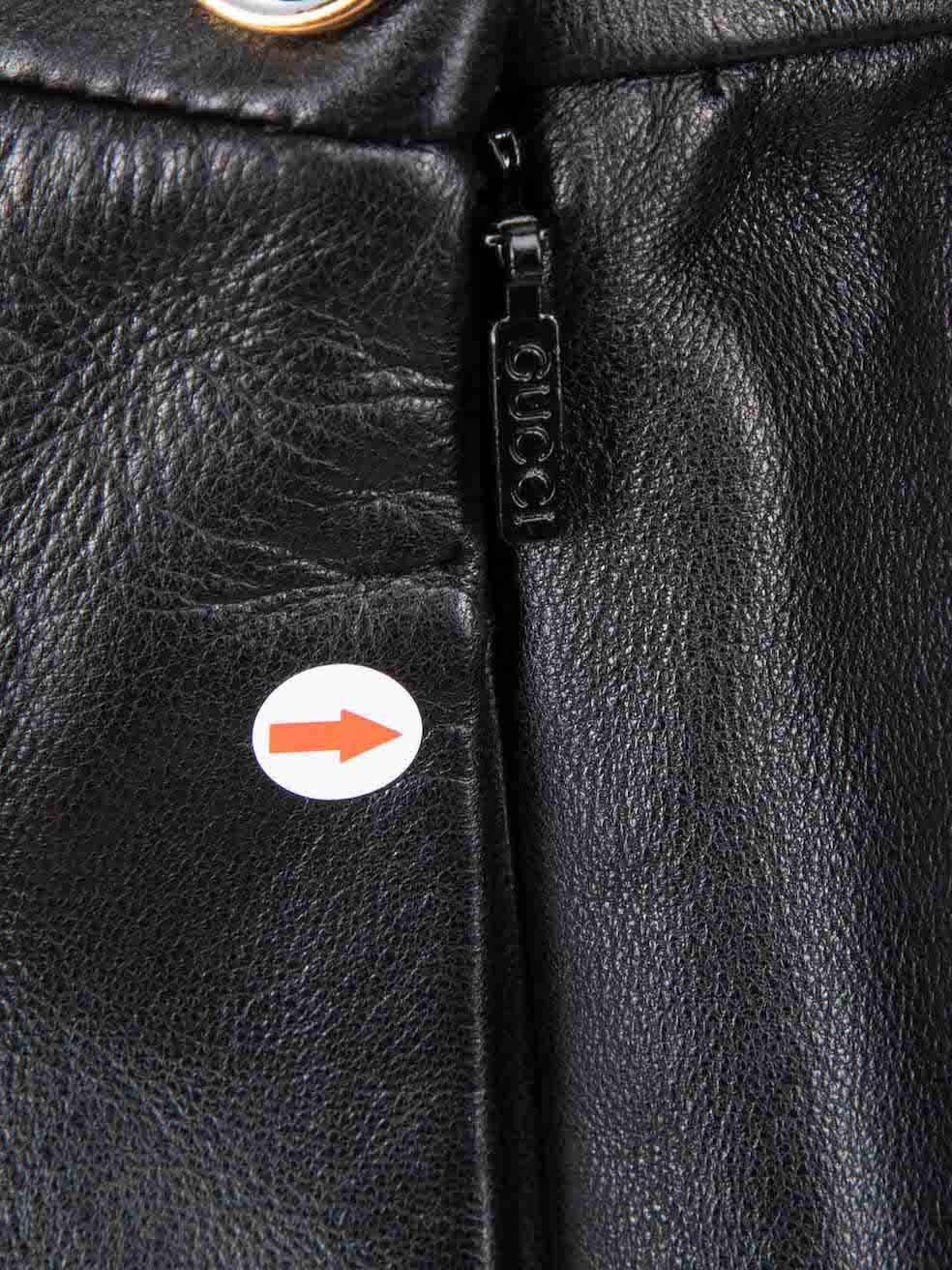 Women's Gucci Black Leather GG Button Mini Skirt Size XL