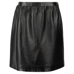 Gucci Black Leather GG Button Mini Skirt Size XL
