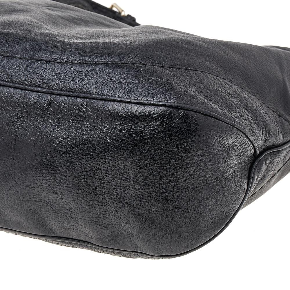 Gucci Black Leather GG Guccissima Shoulder Bag 5