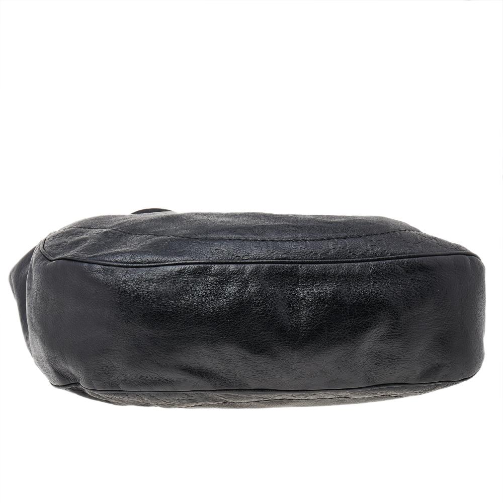 Women's Gucci Black Leather GG Guccissima Shoulder Bag