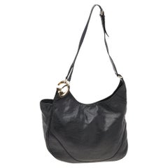 Gucci Black Leather GG Guccissima Shoulder Bag